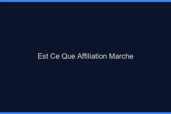 Est-ce que l'affiliation marche vraiment