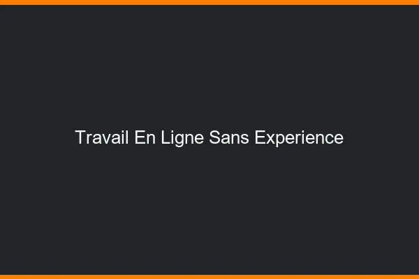 Travail en ligne sans expérience
